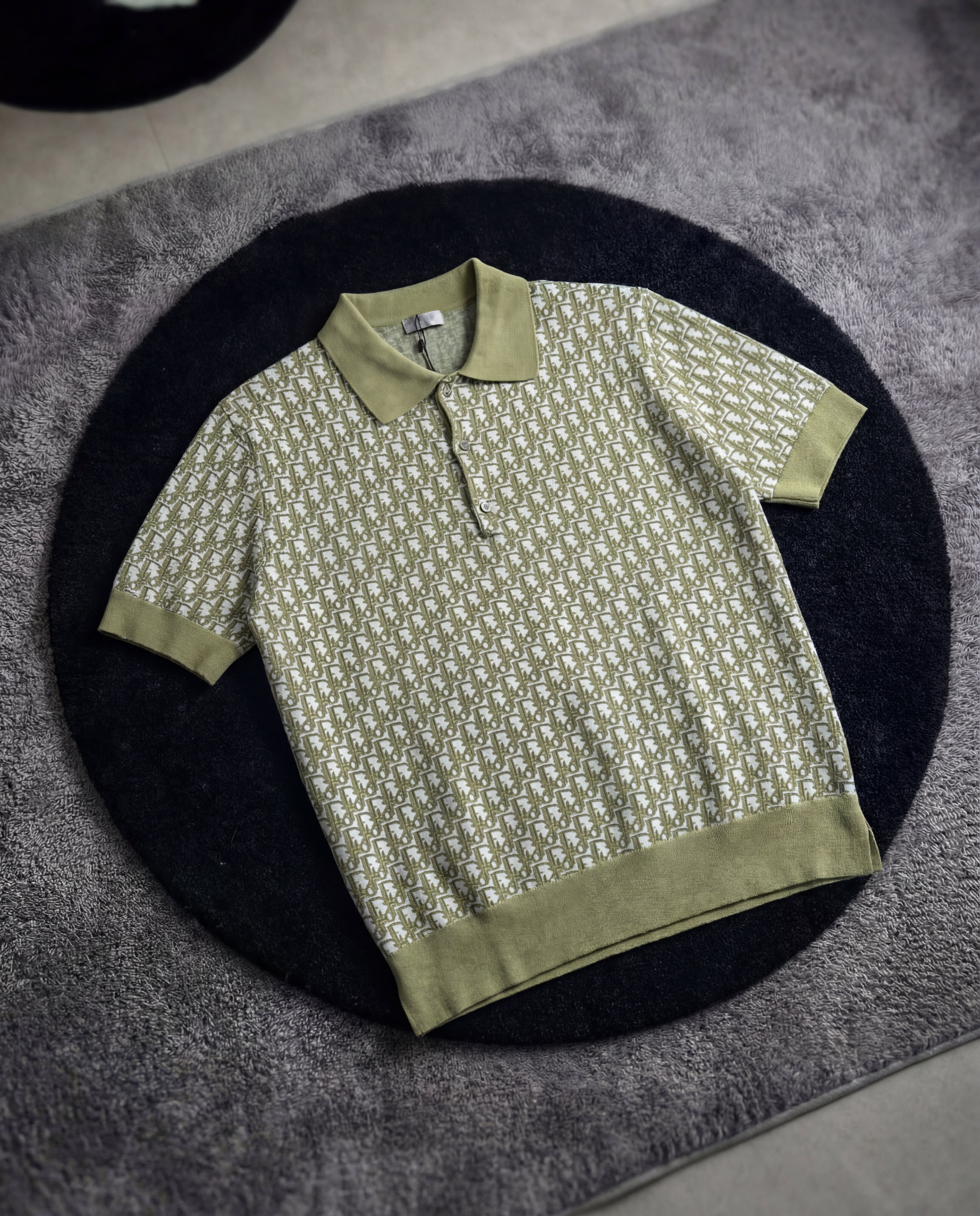 DIOR OBLIQUE POLOSHIRT (BLACK/GREEN)