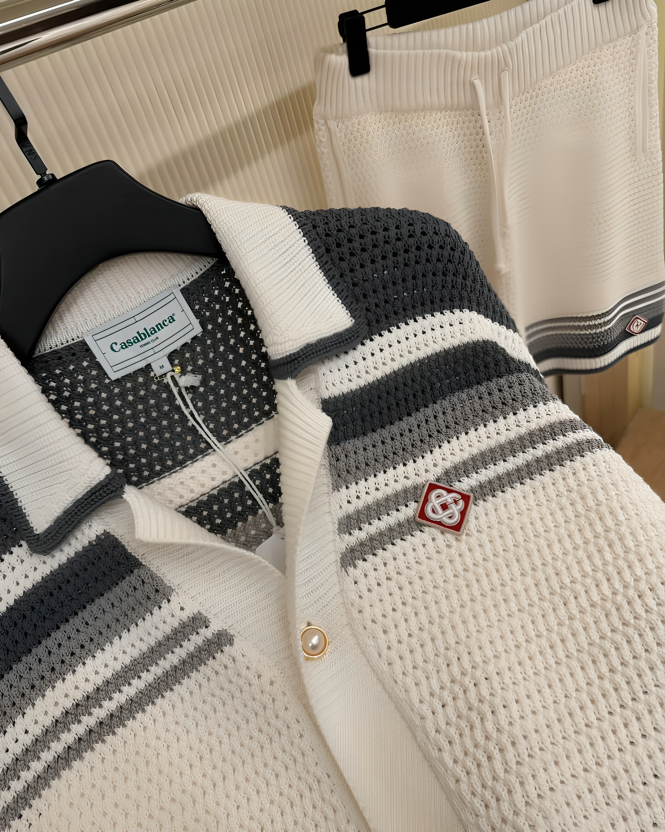CASABLANCA TENNIS CLUB GREY KNIT SUMMER SUIT