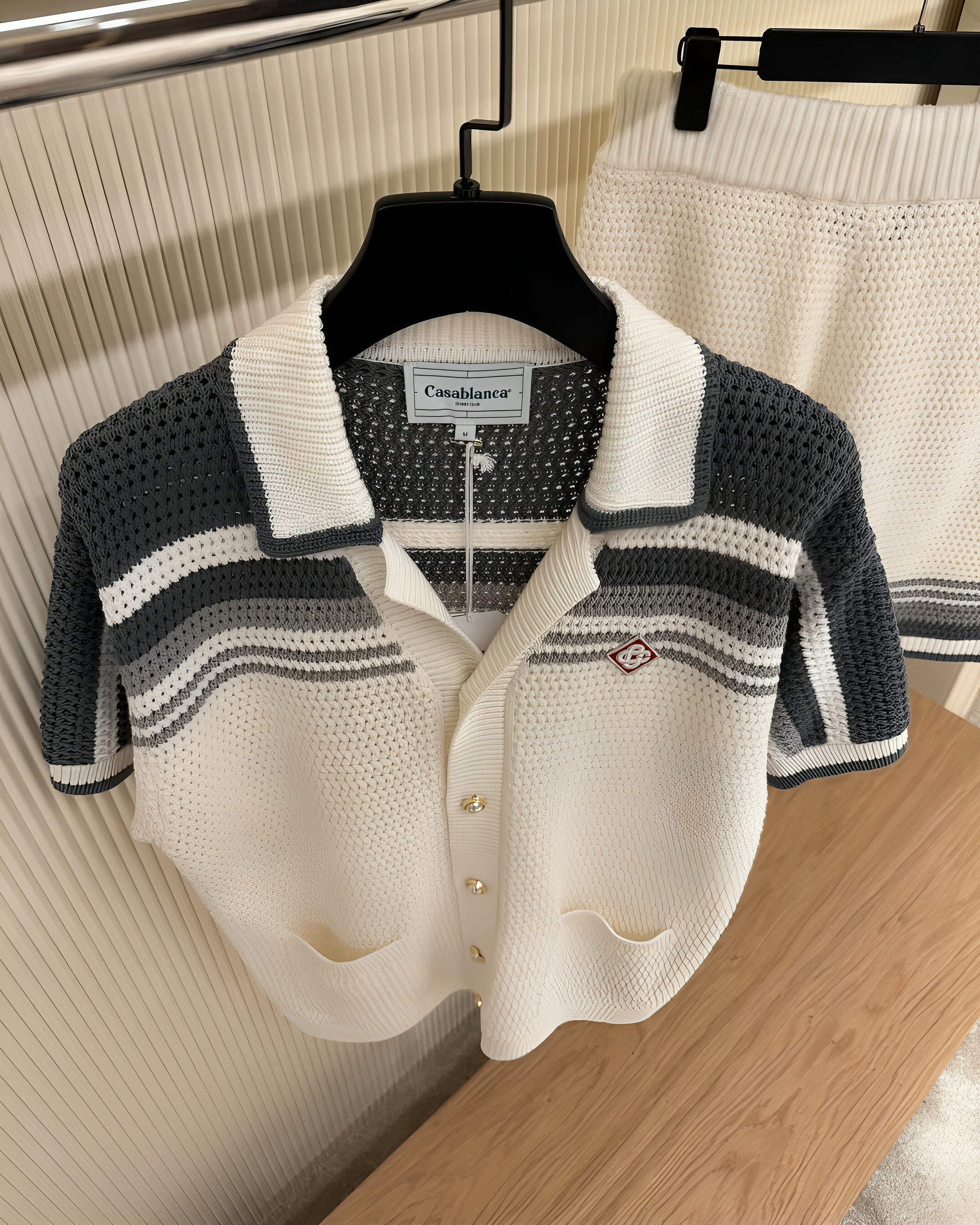 CASABLANCA TENNIS CLUB GREY KNIT SUMMER SUIT