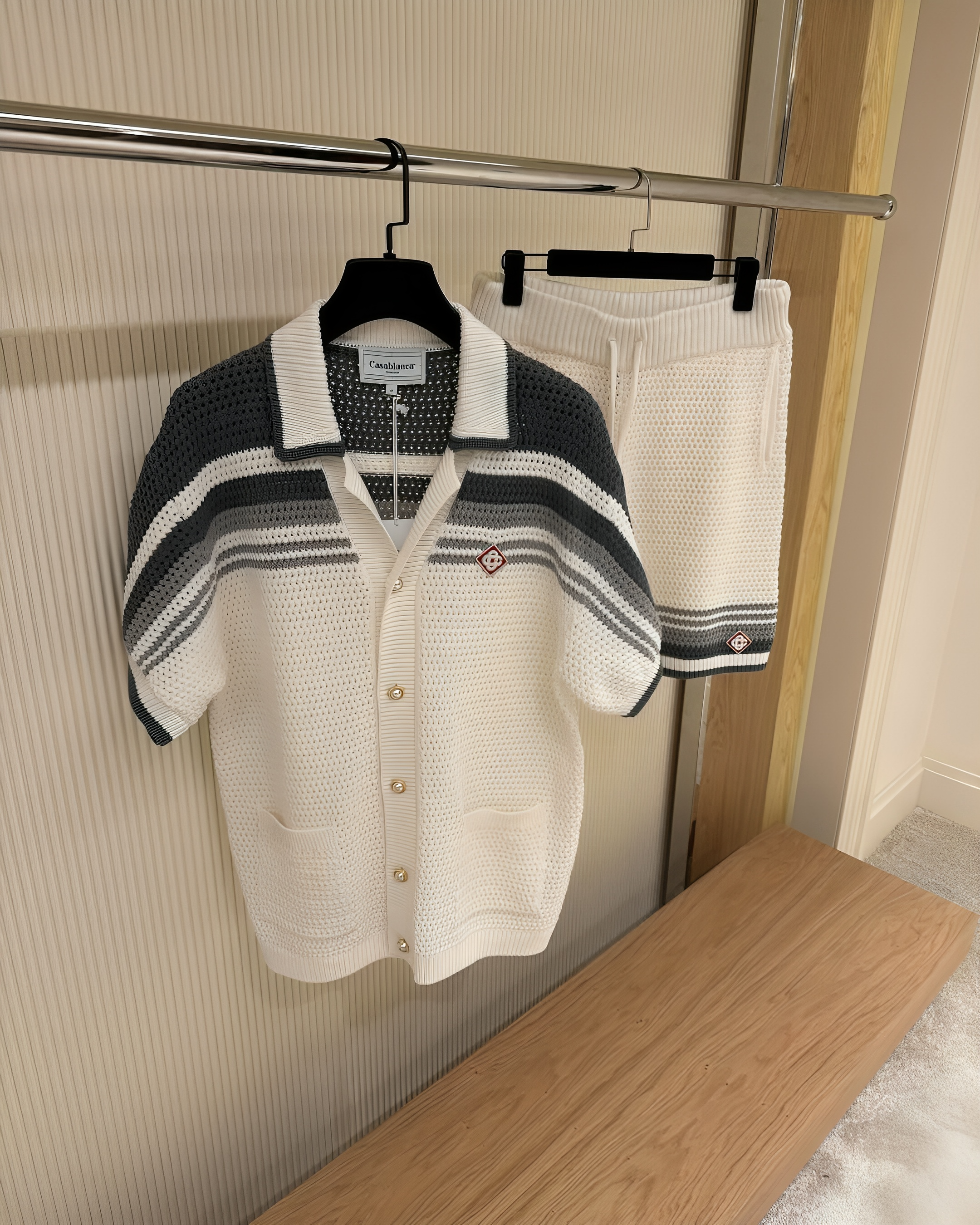 CASABLANCA TENNIS CLUB GREY KNIT SUMMER SUIT