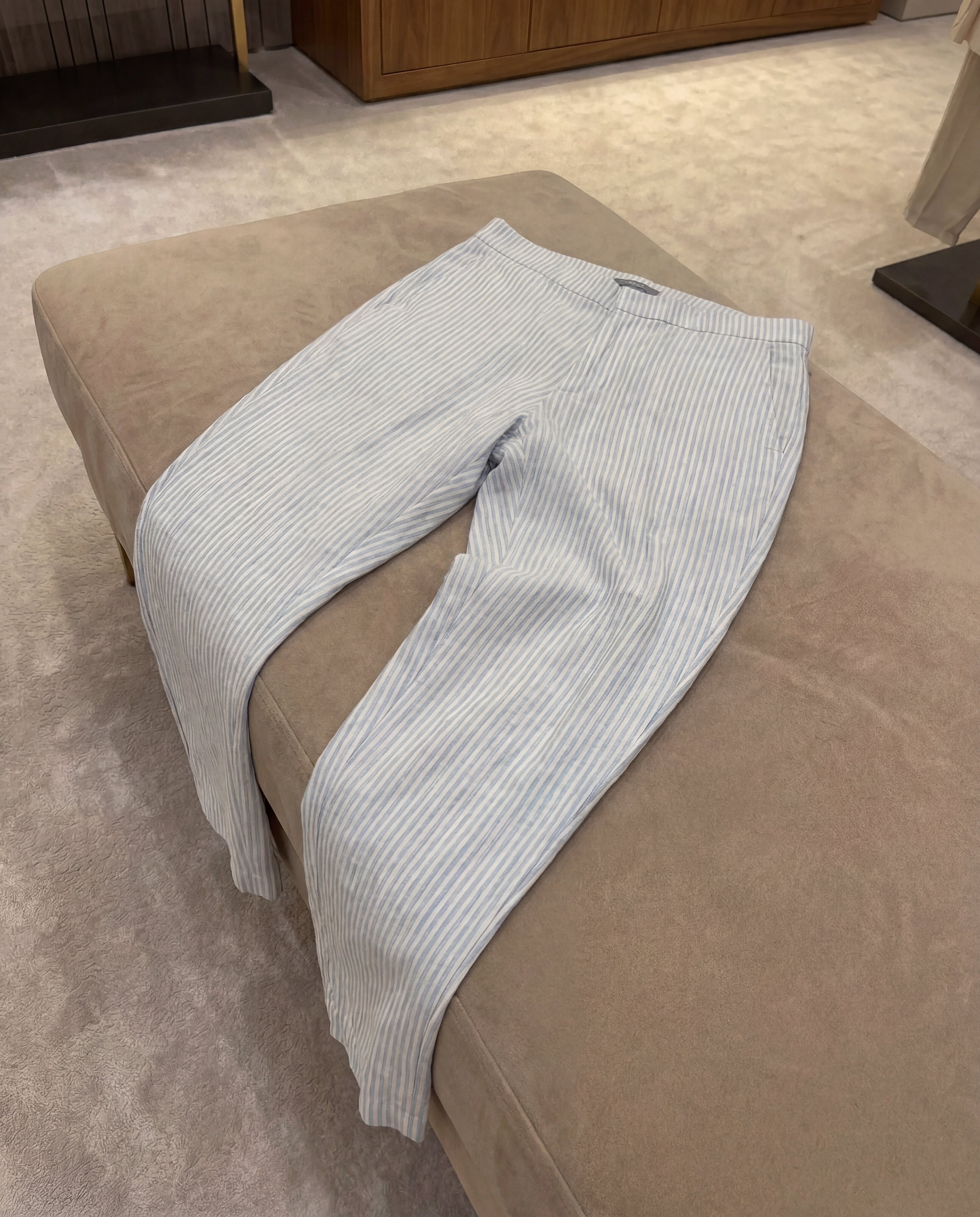YACHT CLUB LINEN BLUE STRIPED PANTS